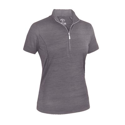 Monterey Club Women's Melange Jersey Performance Sport Top #2362 (Gray, X-Large)