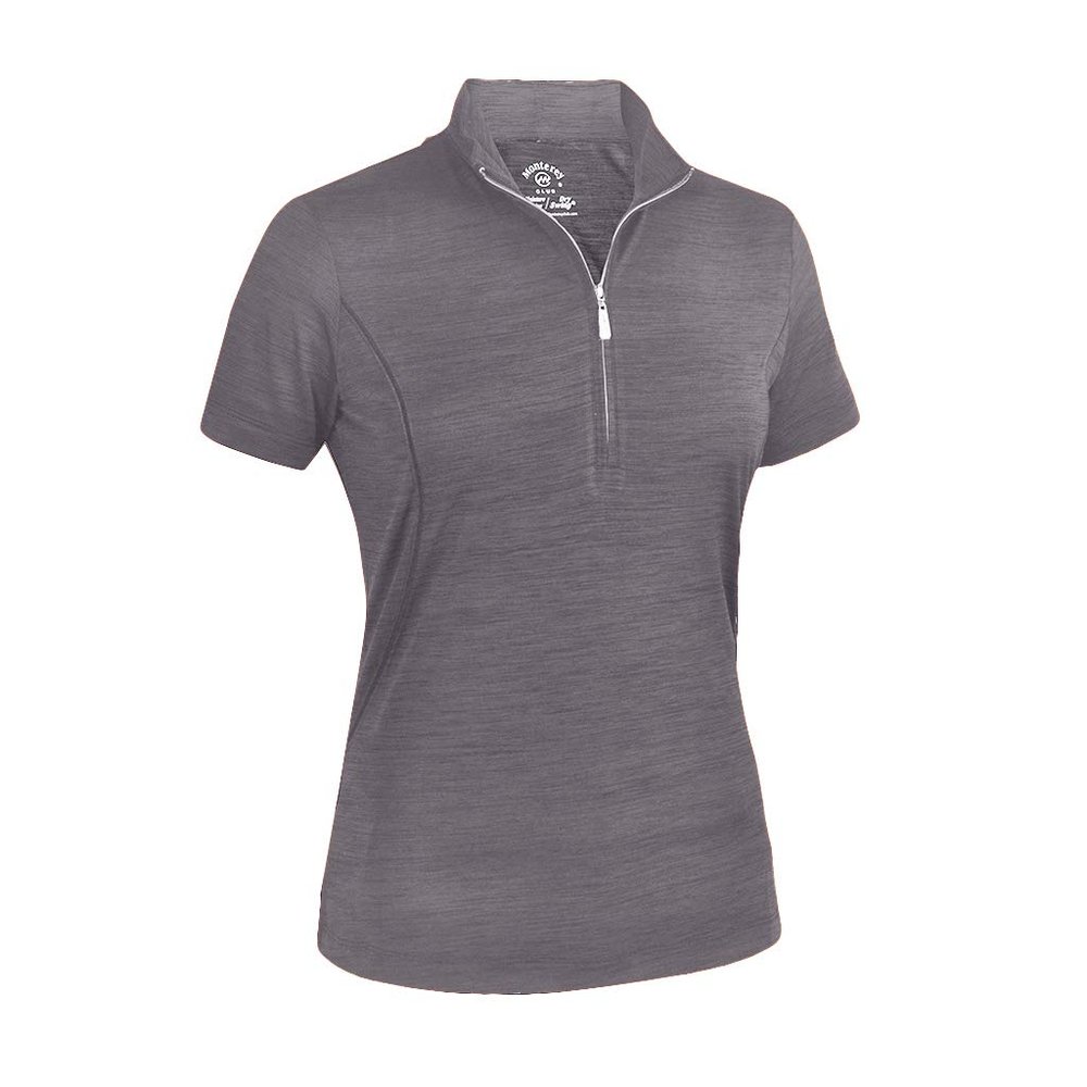Monterey Club Women's Melange Jersey Performance Sport Top #2362 (Gray, X-Large)