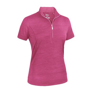 Monterey Club Women's Melange Jersey Performance Sport Top #2362 (Raspberry, Medium)