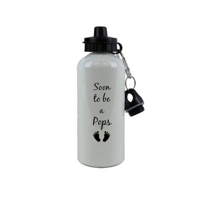 CustomGiftsNow Soon to be a Pops - Aluminum 20 Ounce Summer White Sport Water Bottle, 2 Lids