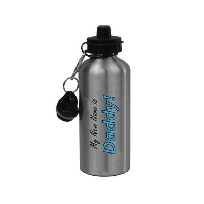 CustomGiftsNow New Name is Daddy - 20 Ounce Summer Silver Golf Aluminum Sport Water Bottle with 2 Lids