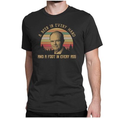 A Beer in Every Hand and A Foot in Every Ass - Vintage Retro T-Shirt Mens/Black/M
