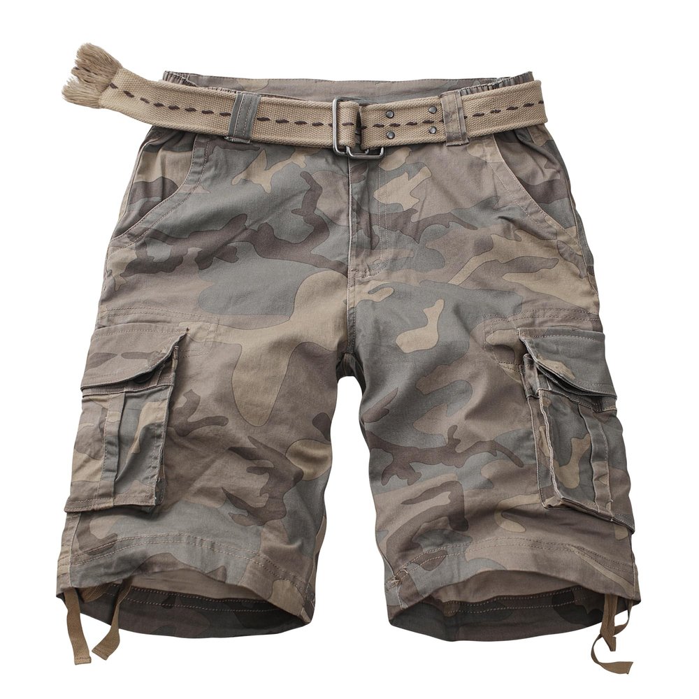 AKARMY Men's Casual Multi Pocket Outdoor Camouflage Shorts Twill Camo Cargo Shorts 8066 C34 Retro Camo(No Belt) 31