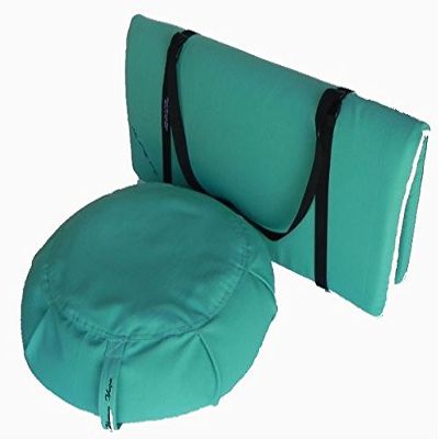Peach Blossom Yoga 11003 3 Pieces Yoga Studio Set -Zafu Zabuton Set with Strap44; Teal