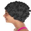 Beemo Kids Girls Swim Caps Age 7-14 Floral Petal Latex - Black view 2