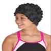 Beemo Kids Girls Swim Caps Age 7-14 Floral Petal Latex - Black view 3