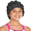Beemo Kids Girls Swim Caps Age 7-14 Floral Petal Latex - Black view 4