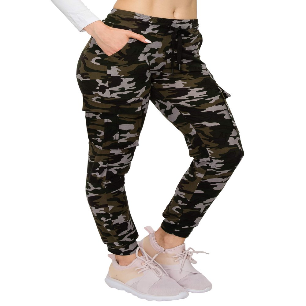 ALWAYS Camo Cargo Jogger Sweatpants - Women's Buttery Soft Cozy Comfy Casual Pocket Pants 1846 M