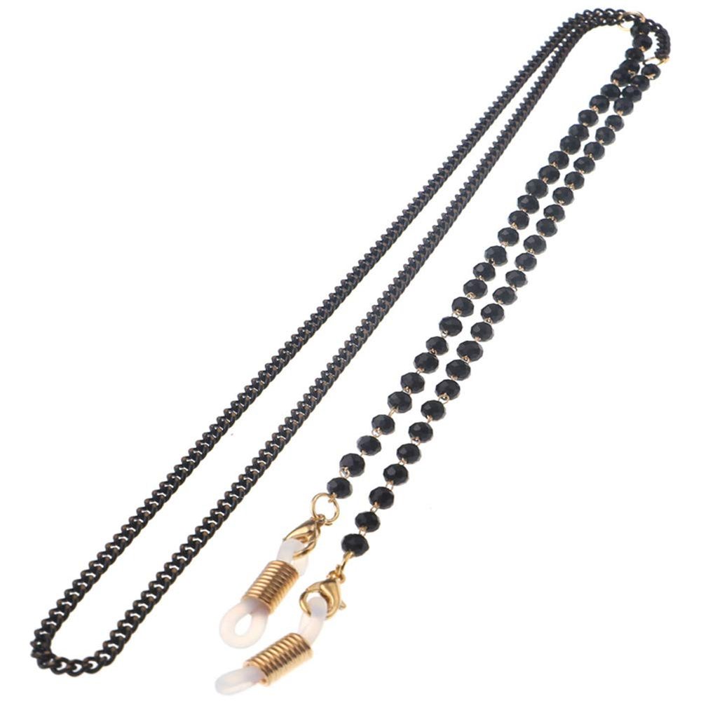 Glasses Neck Strap Chain Acryl Crystal Black Beads Eyeglasses Necklace