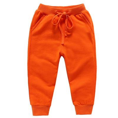 Ding-dong Baby Toddler Kid Boy Solid Cotton Active Pants Casual Drawstring Jogger Sport Jogger PantsOrange,5T
