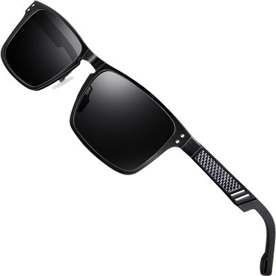 ATTCL Driving Polarized Sunglasses for Men: Classic Square Al-Mg Metal Frame Lightweight UV Protection for Travel & Outdoor 6500 BLACK