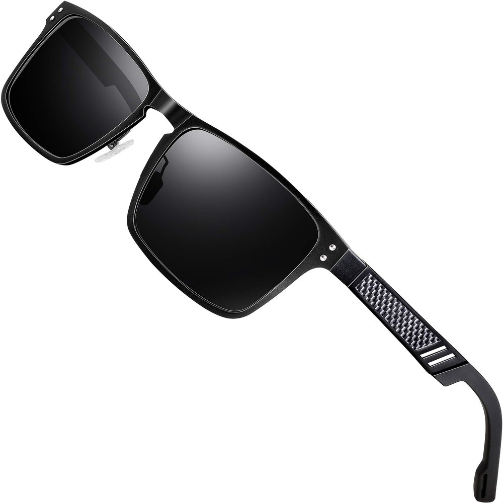 ATTCL Driving Polarized Sunglasses for Men: Classic Square Al-Mg Metal Frame Lightweight UV Protection for Travel & Outdoor 6500 BLACK