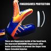 ATHPIK Soccer Goalie Gloves, Junior Indoor & Outdoor Goalkeeper Gloves with Finger Spines Protection and Strong Grip for Kids, Youth, Girls and Boys(Blue,Size 7) view 3