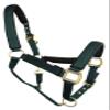 CHALLENGER Nylon Horse Neoprene Padded Hunter Green Adjustable Halter Brass 606173HG view 2