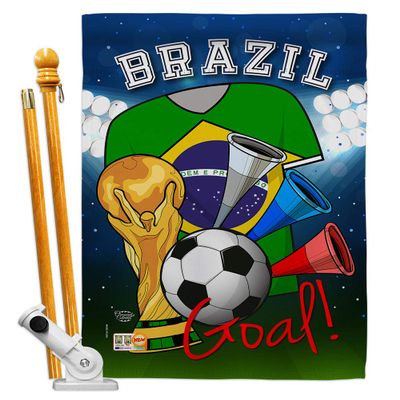 World Cup Brazil Flags Brazilian Banner Room Wall Art Flag Poles For Outside House Patio Porch Lawn Garden Stand Tapestry Yard Signs FIFA Gifts Sports Fan Trophy Soccer Game Football Made In USA