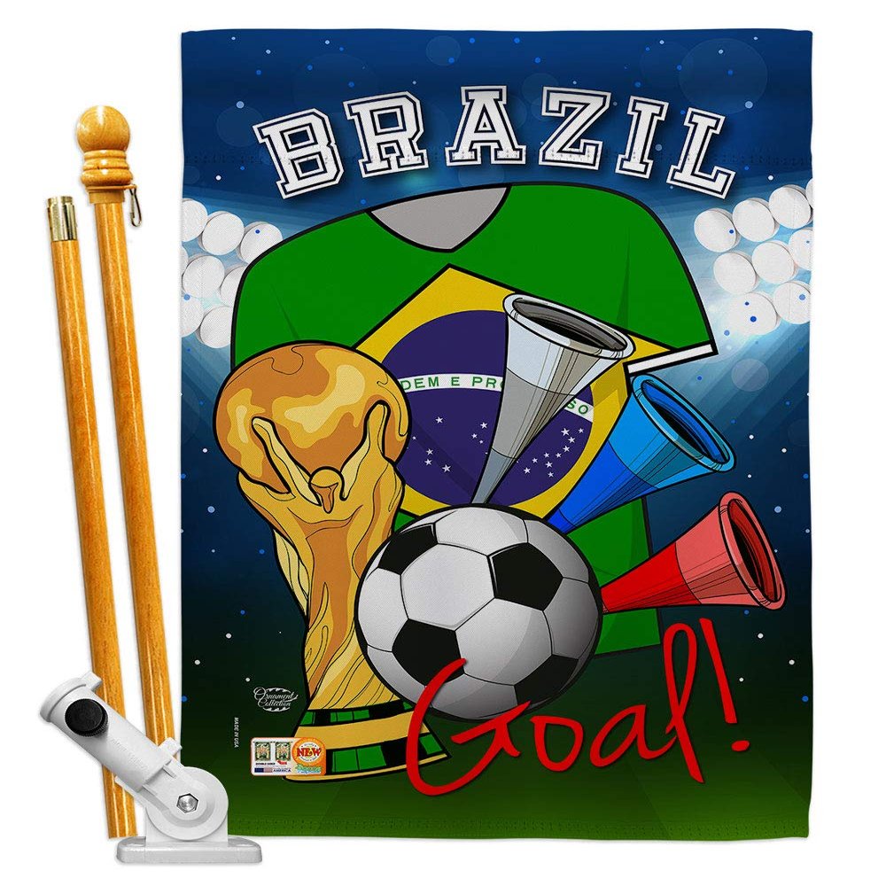 World Cup Brazil Flags Brazilian Banner Room Wall Art Flag Poles For Outside House Patio Porch Lawn Garden Stand Tapestry Yard Signs FIFA Gifts Sports Fan Trophy Soccer Game Football Made In USA