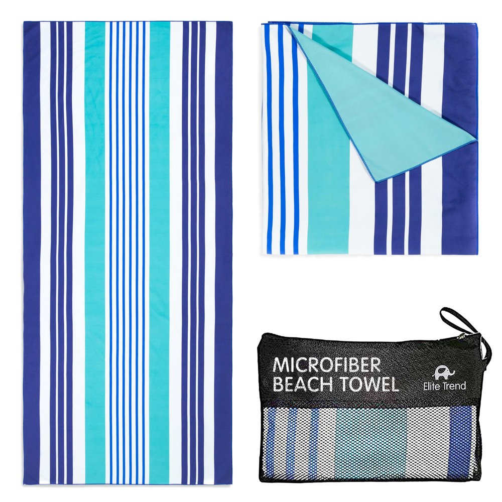Elite Trend Quick Dry Towel Large 63x31 Inch - Microfiber Beach Towel - Perfect for Beach, Travel, Swimming, Pool, Yoga, Hiking, Camping - Lightweight, Fast Drying, Compact for Adults (Ocean)