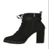 PAZZLE Stylish 18 Womens Waterproof Chunky Heel Platform Drawstring Lug Sole Snow Boots (7.5, Black) view 4