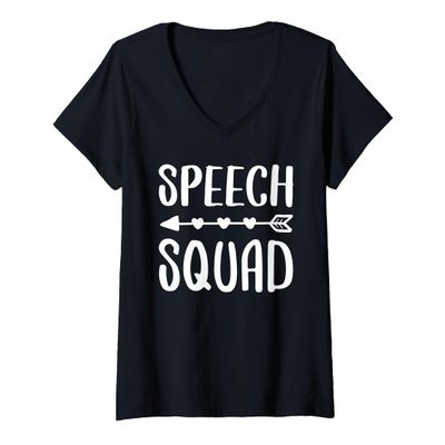 Womens Speech Squad Shirt Teacher Therapist Pathology Therapy V-Neck T-Shirt