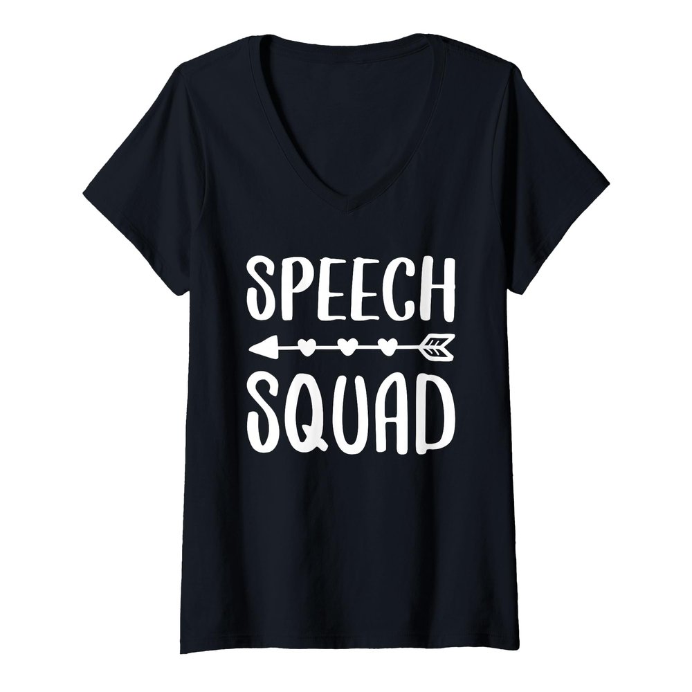 Womens Speech Squad Shirt Teacher Therapist Pathology Therapy V-Neck T-Shirt