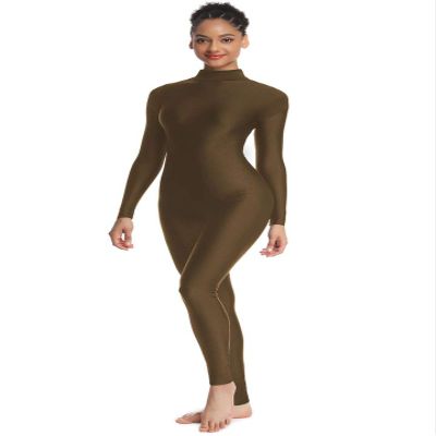 OVIGILY Adult High Neck Long Sleeve Dance Unitard for Women Bodysuits Full Body Leotard Spandex Catsuit