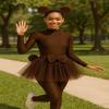OVIGILY Adult High Neck Long Sleeve Dance Unitard for Women Bodysuits Full Body Leotard Spandex Catsuit view 3