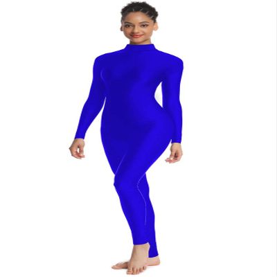 OVIGILY Adult High Neck Long Sleeve Dance Unitard for Women Bodysuits (Royal Blue, X-Large)