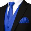 ZEROYAA Men's Solid 4pc Shiny Satin Vest Necktie Bowtie Pocket Square Set for Suit or Tuxedo ZLSV12 Royal X-Large view 2