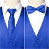 ZEROYAA Men's Solid 4pc Shiny Satin Vest Necktie Bowtie Pocket Square Set for Suit or Tuxedo ZLSV12 Royal X-Large view 4