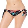 bar III Women's Side-Tie Bikini Bottoms, Black Floral, L view 1