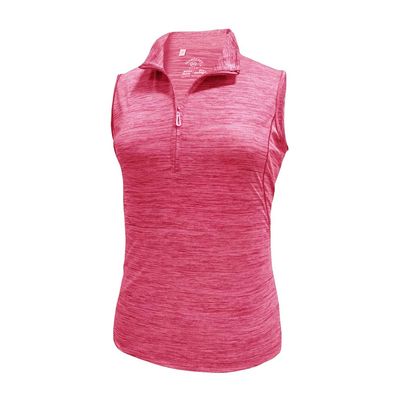 Monterey Club Women's Melange Jersey Performance Sport Top Sleeveless #2363 (Raspberry, Medium)