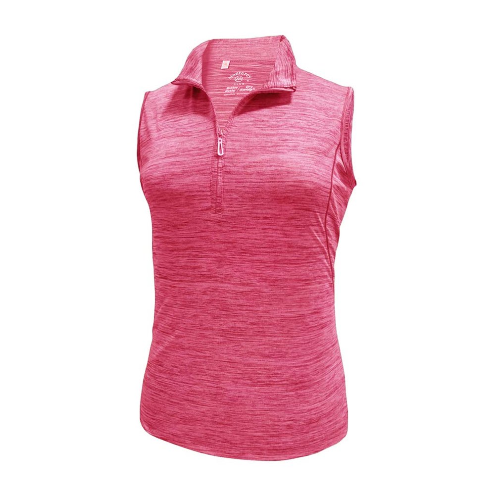 Monterey Club Women's Melange Jersey Performance Sport Top Sleeveless #2363 (Raspberry, Medium)