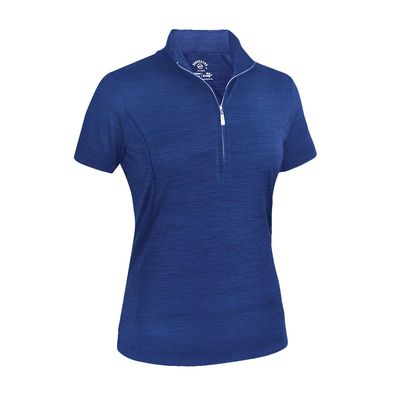 Monterey Club Women's Melange Jersey Performance Sport Top #2362 (Kalvin Blue, Medium)