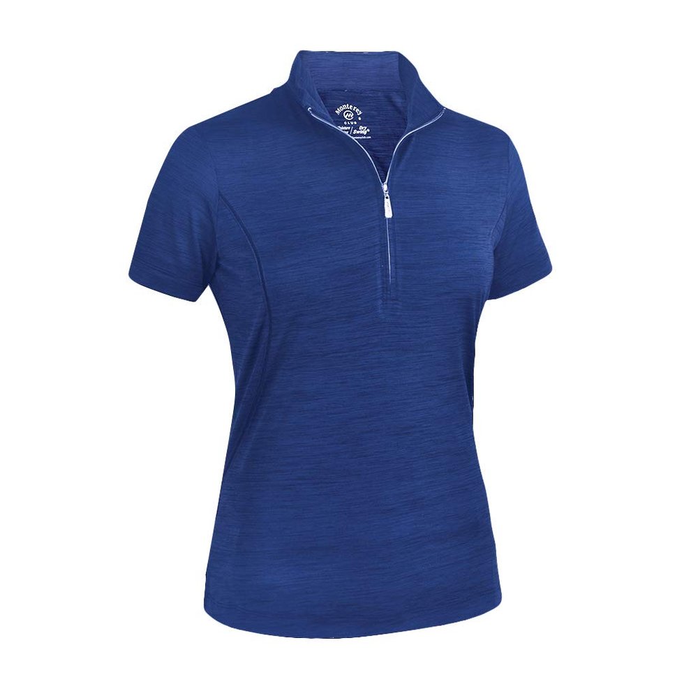 Monterey Club Women's Melange Jersey Performance Sport Top #2362 (Kalvin Blue, Medium)