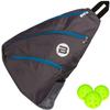 BESTA Premium Pickleball Bag. Padded Sling Bag with 3 Compartments, Water Bottle Holder and Adjustable Strap that Switches Sides. Holds Several Paddles, Balls and More. (Gray with Blue Trim) view 1
