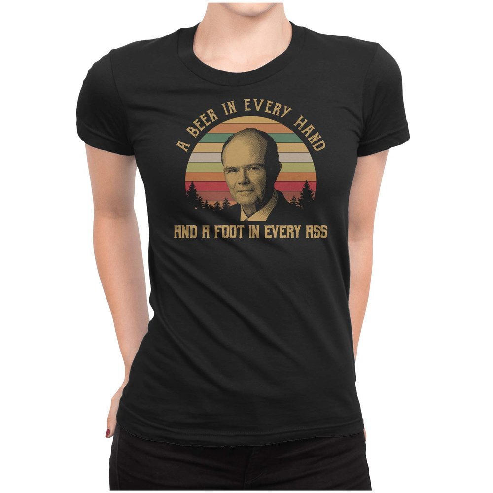 A Beer in Every Hand and A Foot in Every Ass - Vintage Retro T-Shirt Womens/Black/ 2XL