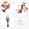 Navaris Titanium Folding Utensil Set - Fork Knife Spoon Foldable Metal Silverware Utensils for Camping, Backpacking, Hiking - with Carabiner and Bag view 3