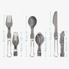 Navaris Titanium Folding Utensil Set - Fork Knife Spoon Foldable Metal Silverware Utensils for Camping, Backpacking, Hiking - with Carabiner and Bag view 4