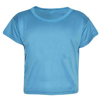 Loxdonz Girls Basic Dance Crop Top Kids Plain Short Sleeve Crop T-Shirt Tees Top (7-8 Years, Turquoise)