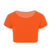 Loxdonz Girls Basic Dance Crop Top Kids Plain Short Sleeve Crop T-Shirt Tees Top Velma Costume (13 Years, Neon Orange) view 1
