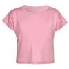 Loxdonz Girls Basic Dance Crop Top Kids Plain Short Sleeve Crop T-Shirt Tees Top (7-8 Years, Baby Pink) view 1