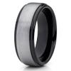 Silly Kings Jewelry Gray Tungsten Ring Brushed Black Tungsten Band 8mm Tungsten Ring Men's Tungsten (11) view 1