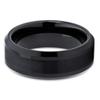 Silly Kings Jewelry 8mm Black Tungsten Carbide Ring Brushed Center Beveled Edge Band (6) (11) view 2