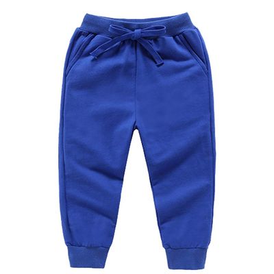 Ding-dong Baby Toddler Kid Boy Solid Cotton Active Pants Casual Drawstring Jogger Sport Jogger PantsBlue,6T