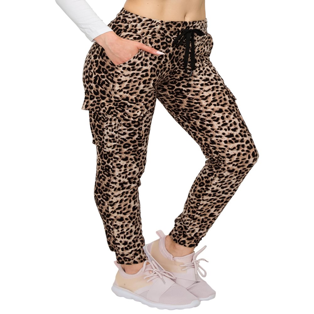 ALWAYS Animal Cargo Jogger Sweatpants - Women's Buttery Soft Cozy Comfy Casual Pocket Pants 377 L