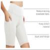 baleaf Women's High Waist Biker Shorts with 3 Pockets White XS view 4