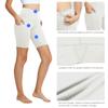 baleaf Biker Shorts Women Yoga Gym Workout Spandex Running Volleyball Tummy Control Compression with Pockets 8" White XL view 4