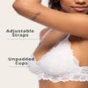Katie Triangle Bralette for Women, Unpadded and Unlined Wireless Bra, Perfect Adjustable Everyday Lace Lingerie (Small, White) view 4