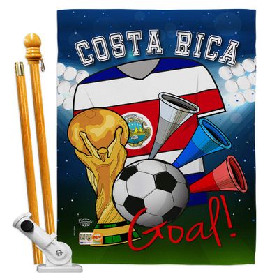 World Cup Costa Rica Flags Costa Rican Banner Room Wall Art Flag Poles For Outside House Patio Porch Lawn Garden Stand Tapestry Yard Sign FIFA Gifts Sport Fan Trophy Soccer Game Football Made In USA