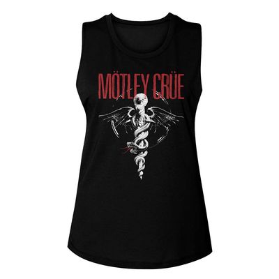 American Classics Motley Crue 1981 Heavy Metal Rock Band Dr Feel Good Ladies Muscle Tank Top, Black (X-Large)